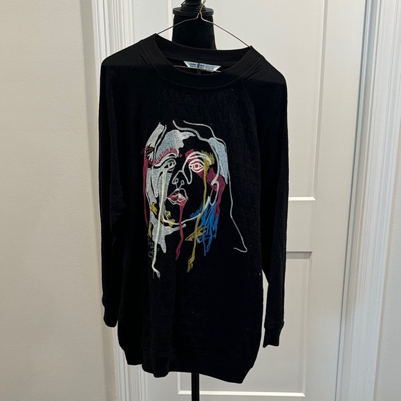 Zara Basic Black Denim Sweatshirt - Picture 1 of 5